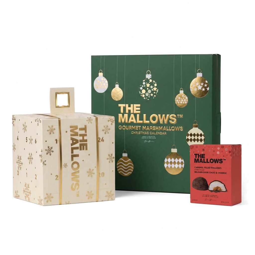 Julekalender 7 Calendar Kalender 2026 Orange Appelsin Fyldte Filled Gourmet Marshmallows Skumfiduser Chokolade Chocolate early bird kit deal