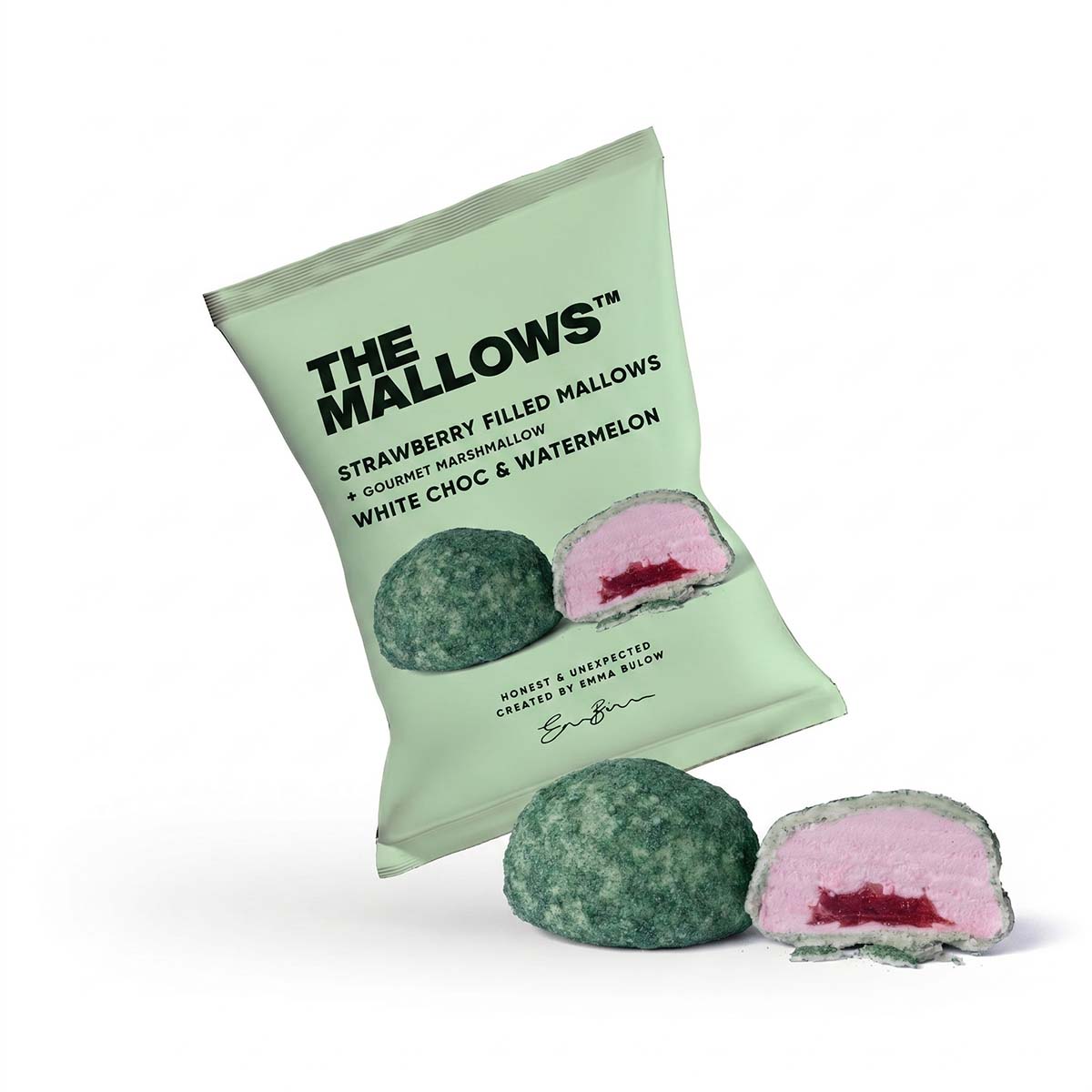 Strawberry & Watermelon + Belgian White Choc flowpack 1200px Watermelon Vandmelon jordbær strawberry marshmallows skumfidus The Mallows