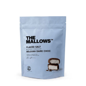 The Mallows gourmet skumfiduser Flaked Salt med mørk chokolade og maldonsalt marshmallows dark chocolate & maldon sea salt enkeltpakket fra Emma Bülow