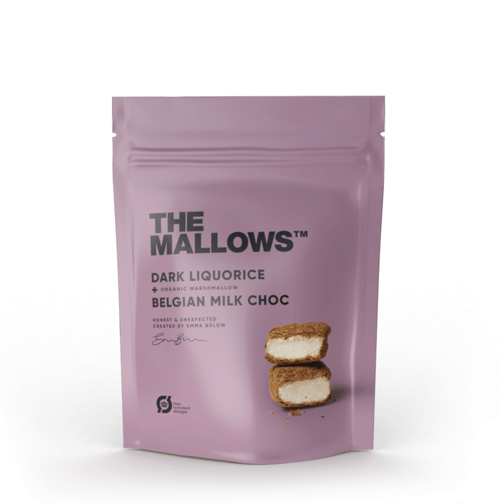 The Mallows-Økologiske-skumfiduser-Dark Liqourice small mælkechokolade og Lakrids, lakridsgranulat fra Emma Bülow