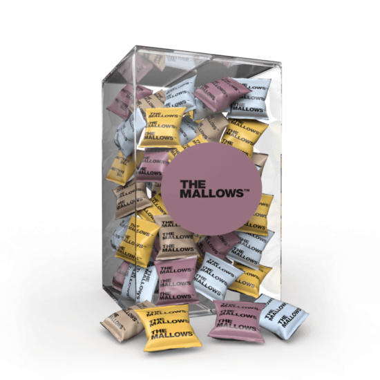 The Mallows enkeltpakkede_Flowpacks-Økologiske-skumfiduser-Dark Liqourice, salted caramel, coffee mælkechokolade og Lakrids, lakridsgranulat, caramel og kaffe fra Emma Bülow