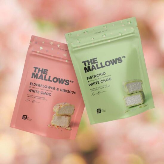 The Mallows-Økologiske-skumfiduser-pistachio, pistacie regular marshmallows Elderflower & Hibiscus hyldeblomst fra Emma Bülow