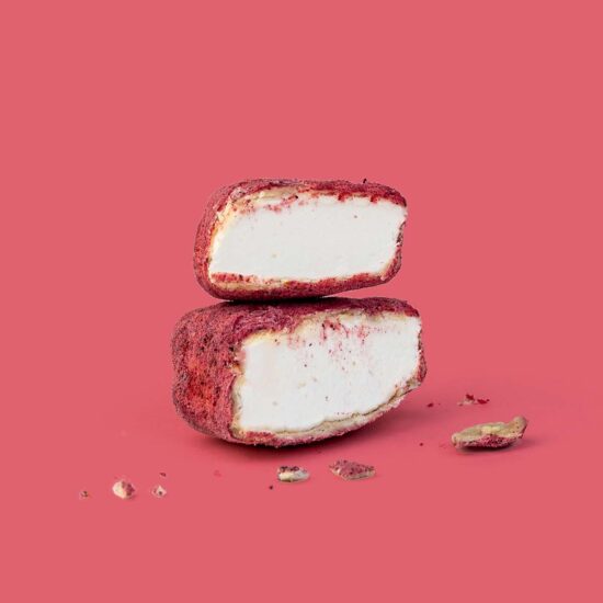 The Mallows Økologiske skumfiduser Classic Raspberry small med hvid chokolade og hindbær fra Emma Bülow
