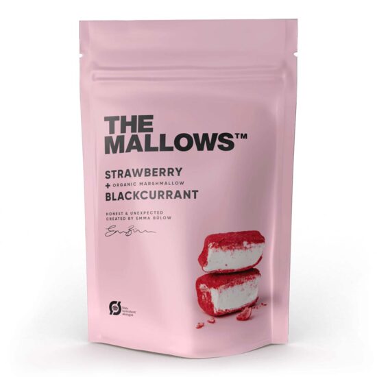 The Mallows Økologiske gourmet skumfiduser strawberry & blackcurrant, med jordbær og solbær organic marshmallows large fra Emma Bülow