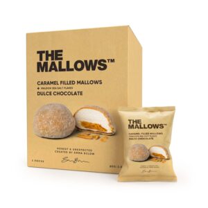 Caramel Filled Mallows Belgian Dulce Chocolate The Mallows Marshmallows belgisk chokolade karamel Skumfiduser med karamel fyld The Mallows