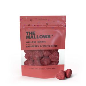 The Mallows Love Hearts gourmet skumfiduser Classic Raspberry med hvid chokolade og hindbær fra Emma Bülow