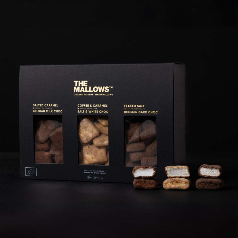 Gift box Gaveæske b2b personalegave organic giftbox The Mallows Giftbox økologisk organic chokolade skumfiduser firmagave julegave b2b flowpacks