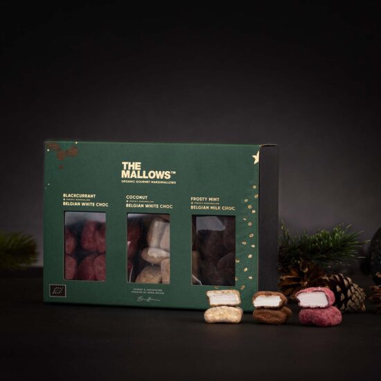 Gift box Gaveæske b2b personalegave organic giftbox The Mallows Giftbox økologisk organic chokolade skumfiduser firmagave julegave b2b flowpacks 2024