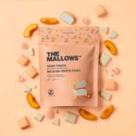 The Mallows skumfiduser med hvid belgisk chokolade og fersken. sour peach belgian white chocolate gourmet marshmallows Emma Bülow companygift