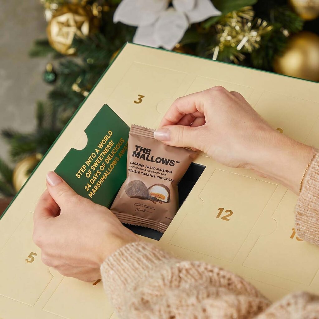 The Mallows Mixed Mallows Christmas Calendar 2026 julekalender jul crispy mallows caramel-filled classic gourmet Denmark marshmallows skumfiduser Emma Bülow flowpacks
