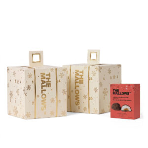 Gourmet square christmas calendar 2026 by Emma Bulow, julekalender med gourmet skumfiduser med chokolade, gourmet marshmallows with chocolate early bird kit deal
